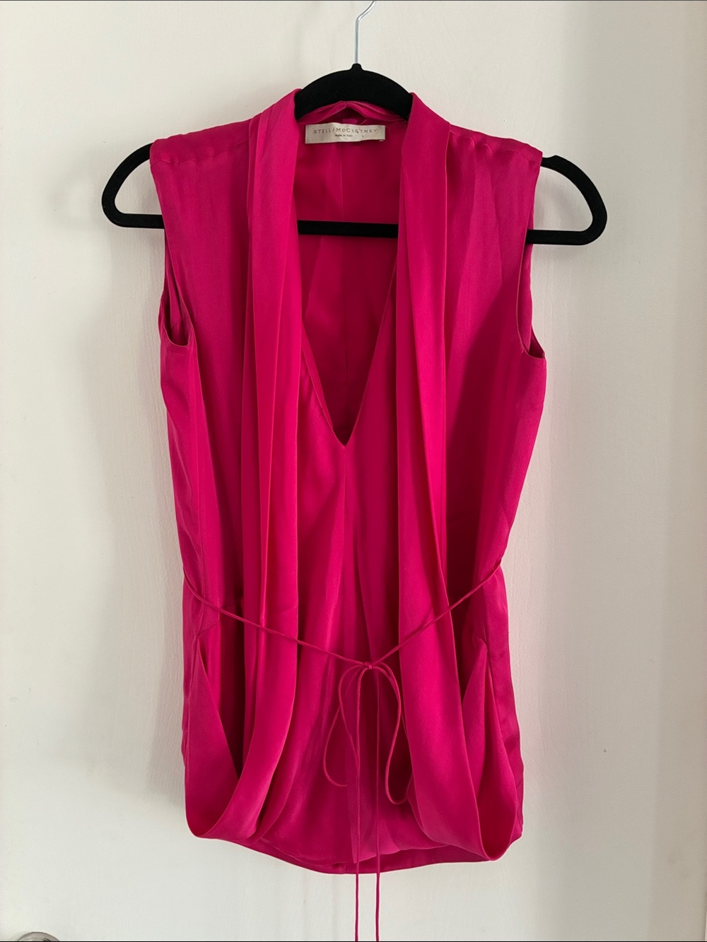 Stella McCartney Sleeveless Draped V-Neck Camisole in Fuchsia Pink silk size 38